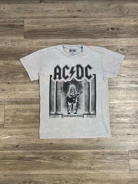 AC/DC Womens AC/DC Who Made Who Silver Mineral Wash Shirt New Small